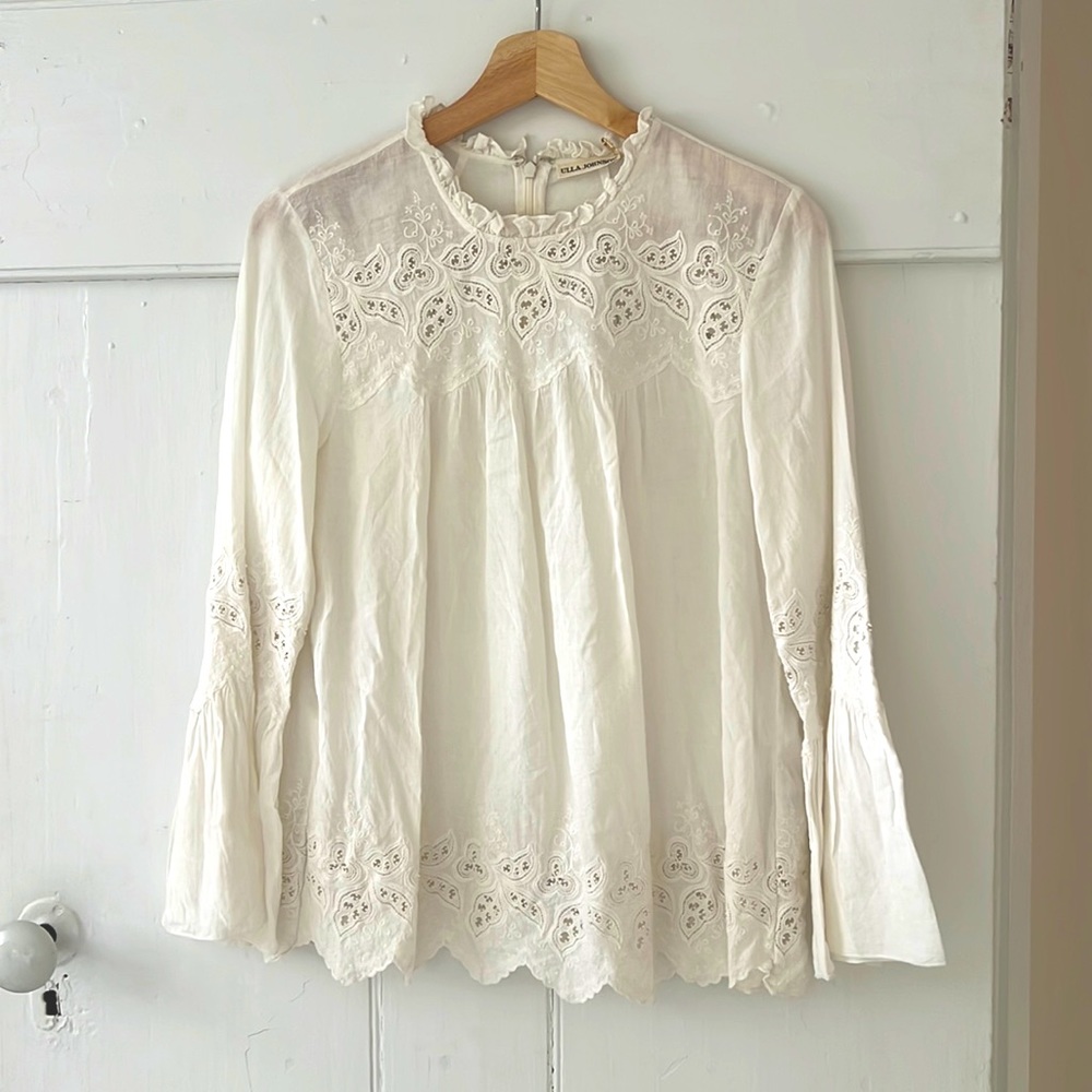 Ulla Johnson Halsey Blouse Blanc White New With Tag Size 6
